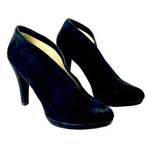 Michael Kors Black Suede V Shaped Slip On Booties